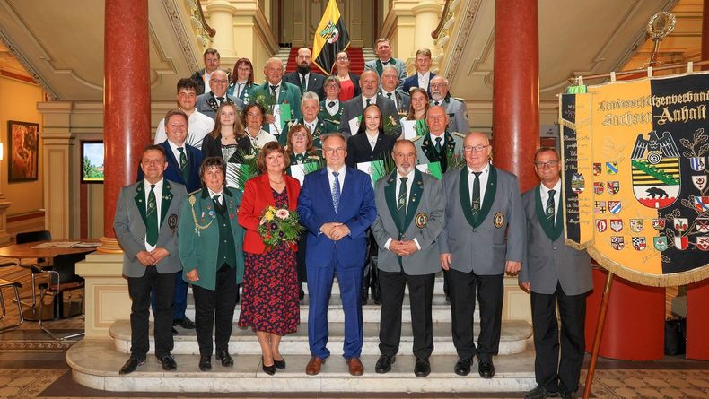 Foto: LVSA / Seit 1993 lädt die Landesregierung Sachsen-Anhalt verdiente Schützinnen und Schützen in die Magdeburger Staatskanzlei ein, wie hier 2023.